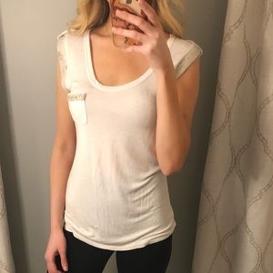 ARDEN B white beaded tshirt, size medium